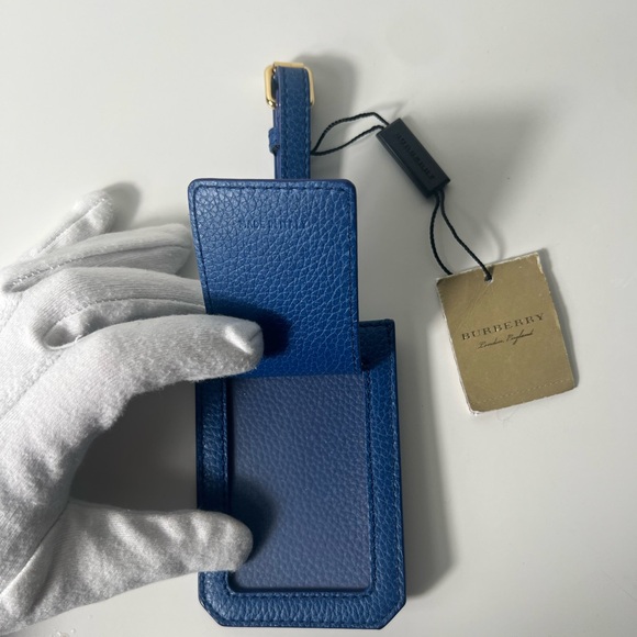 Burberry Bright Navy Leather Luggage Bag Travel Suitcase Tag Keychain - Picture 9 of 9